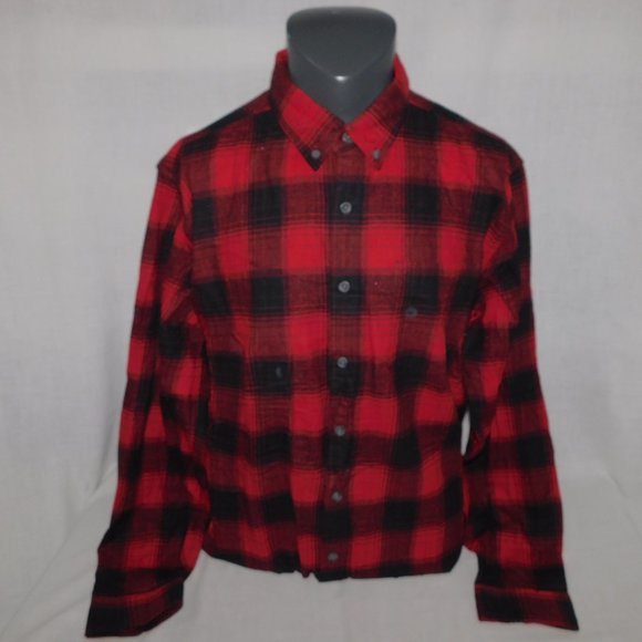 Eddie Bauer Mens  XLT Relaxed Fit Field Flannel Red Black Plaid Shirt NEW w Tag - Picture 11 of 11